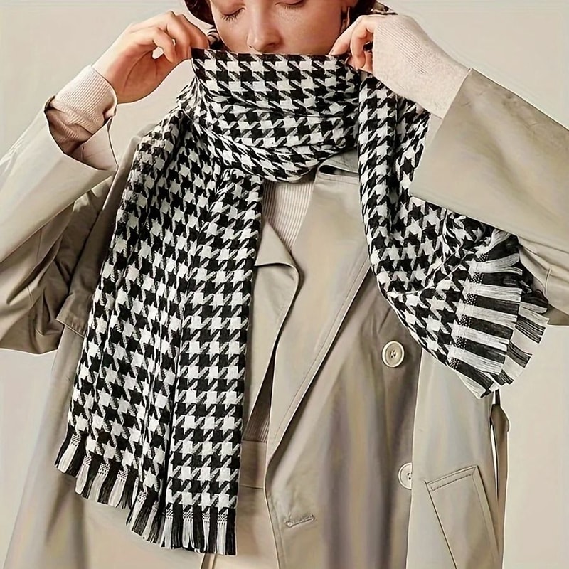 Classic Plaid Winter Scarf Cashmere Feel Chunky Warm Scarf For Men And Women 6