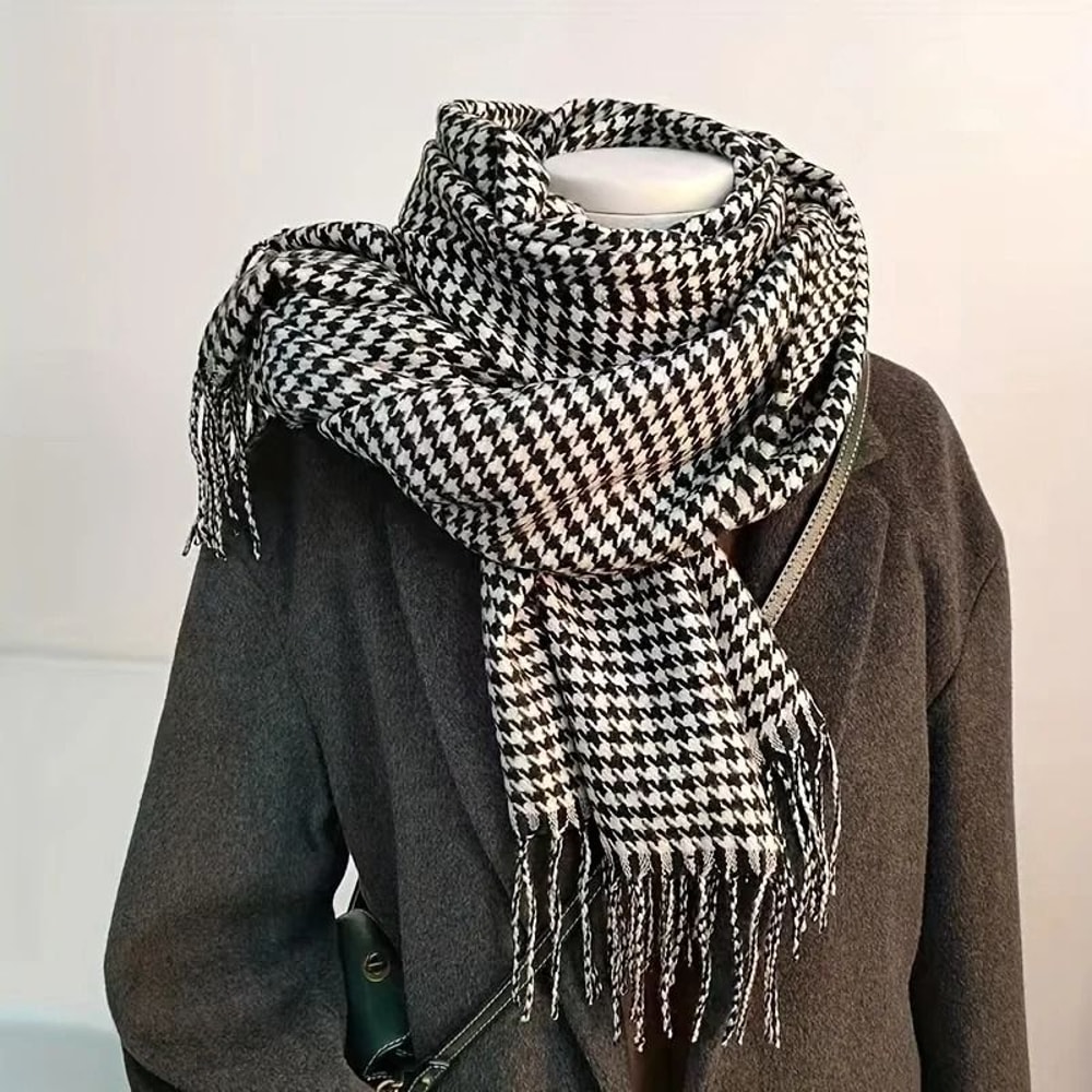 Classic Plaid Winter Scarf Cashmere Feel Chunky Warm Scarf For Men And Women 4