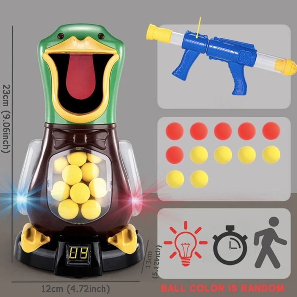 Hungry Duck Shooting Toy Soft Bullet Target Game With Scoring Lights For Kids 0