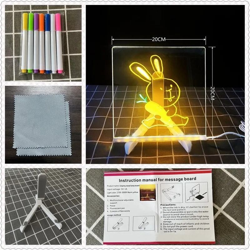 LED Light Up Drawing Board Erasable Glow Board With Markers For Kids 2
