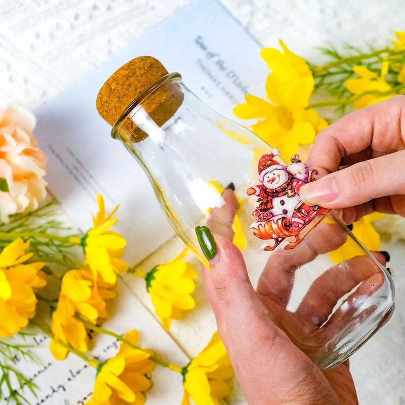 Christmas Window Stickers Santa Claus Transparent Holiday Decoration Set 1