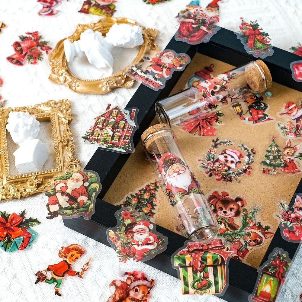 Christmas Window Stickers Santa Claus Transparent Holiday Decoration Set 3