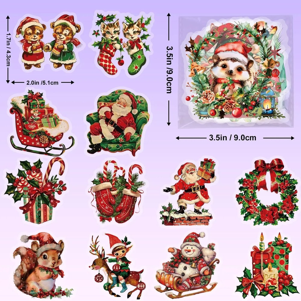 Christmas Window Stickers Santa Claus Transparent Holiday Decoration Set 4
