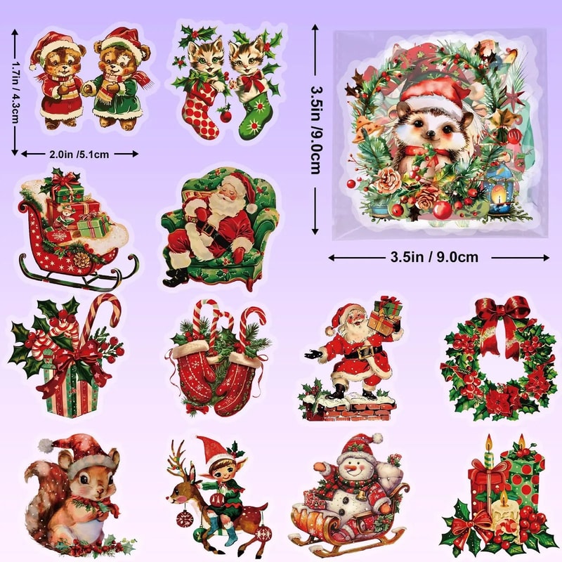 Christmas Window Stickers Santa Claus Transparent Holiday Decoration Set 4