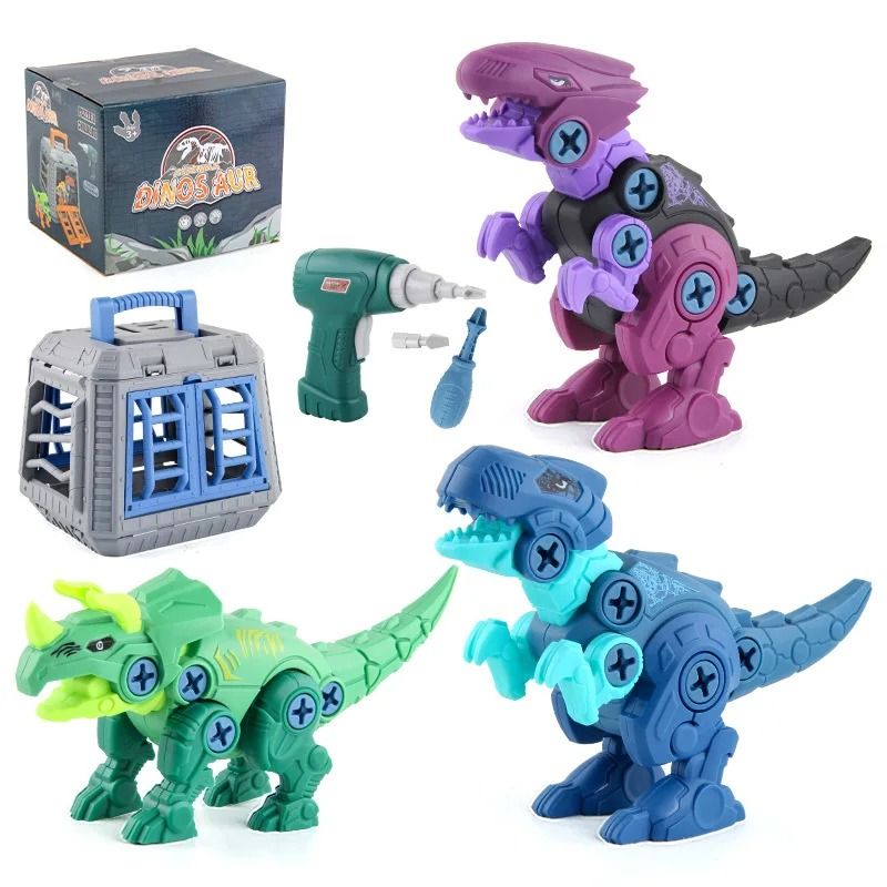 DIY T Rex Dinosaur Building Block Toy With Mini Electric Drill For Kids 1