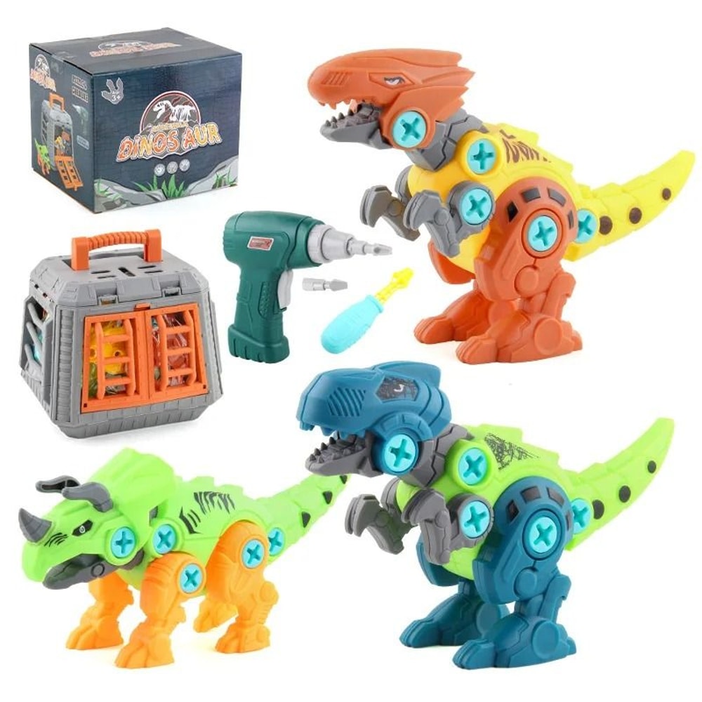 DIY T Rex Dinosaur Building Block Toy With Mini Electric Drill For Kids 0