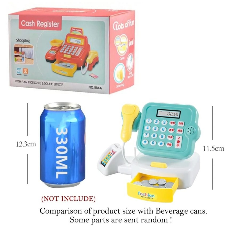 Kids Supermarket Toy Play Cash Register With Shopping Cart Role Play Set 3