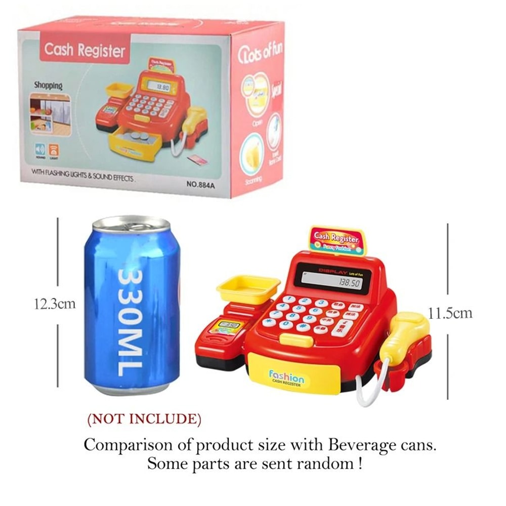 Kids Supermarket Toy Play Cash Register With Shopping Cart Role Play Set 1