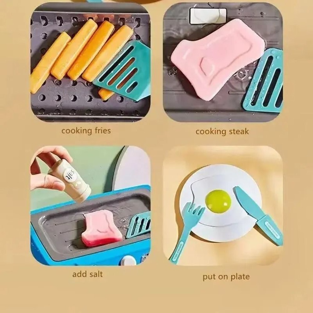 DIY Kids Kitchen Playset Pretend Cooking Toy With 20 Piece Food Set 5