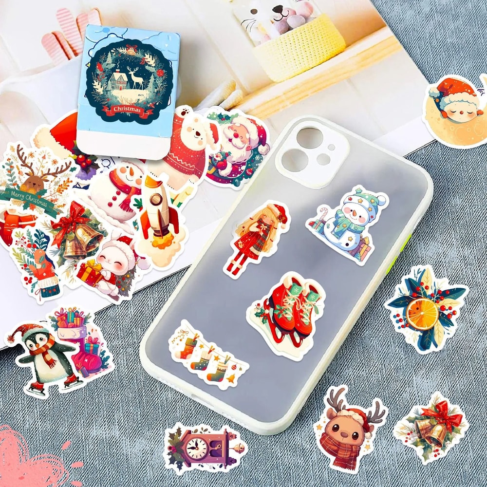 Cute Christmas And New Year Cartoon Stickers Pack 50pcs 1