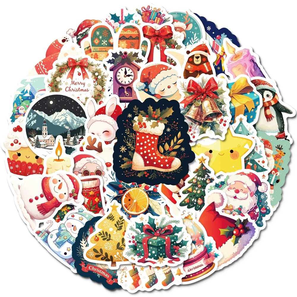 Cute Christmas And New Year Cartoon Stickers Pack 50pcs 2