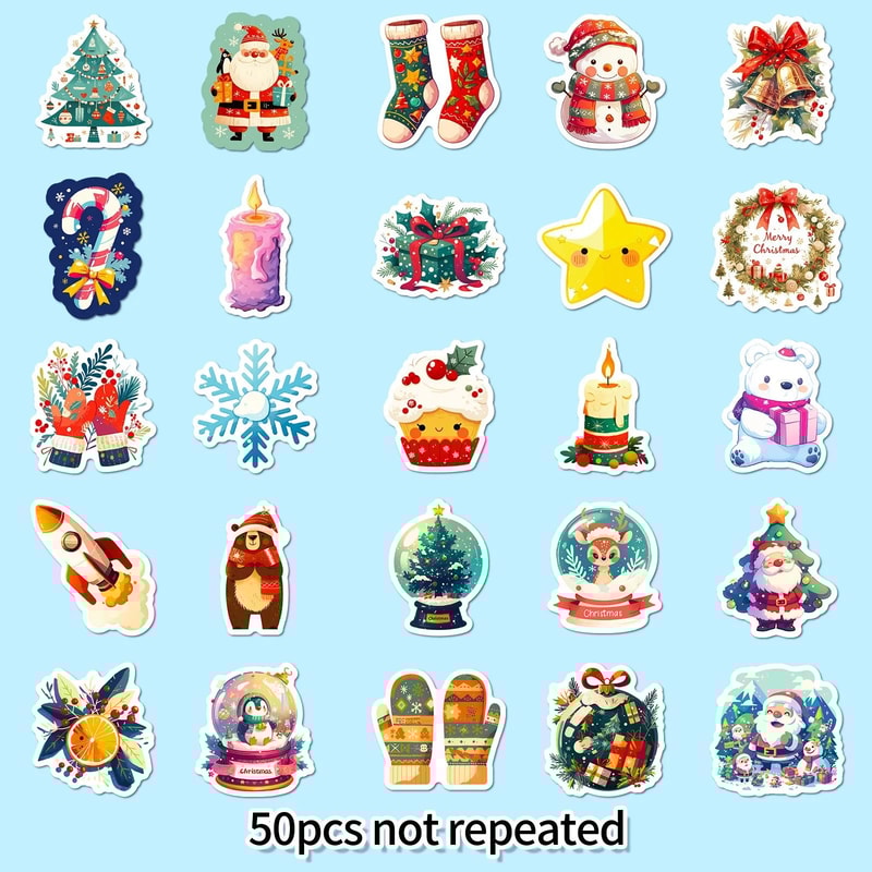 Cute Christmas And New Year Cartoon Stickers Pack 50pcs 3