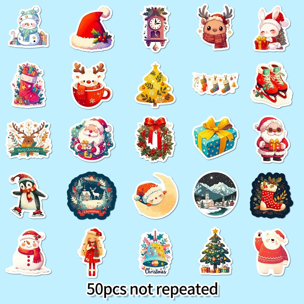 Cute Christmas And New Year Cartoon Stickers Pack 50pcs 4
