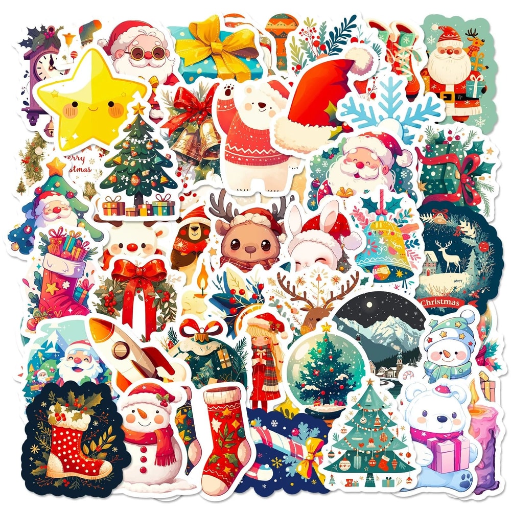 Cute Christmas And New Year Cartoon Stickers Pack 50pcs 5