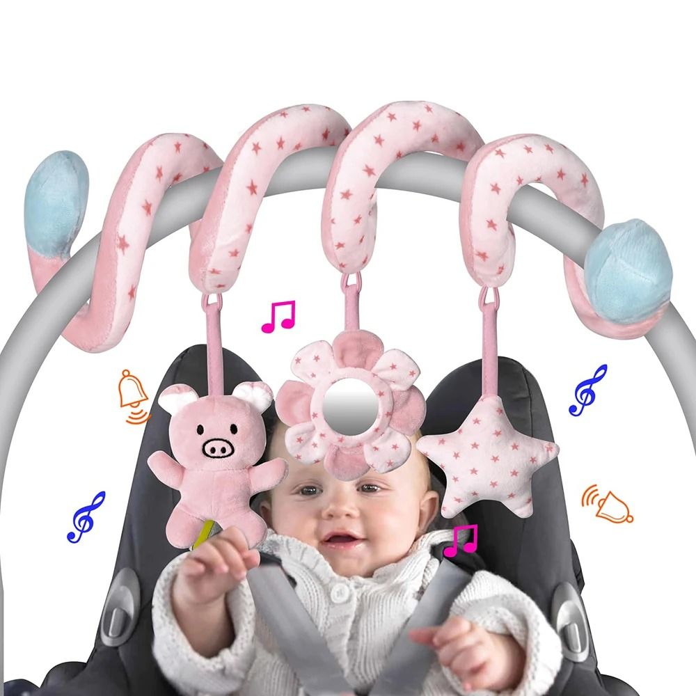 Baby Spiral Activity Toy Hanging Car Seat Stroller Mobile With Mirror 9