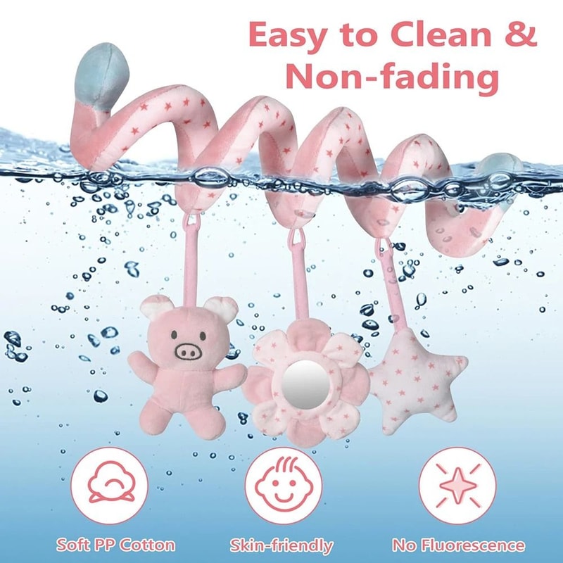 Baby Spiral Activity Toy Hanging Car Seat Stroller Mobile With Mirror 4