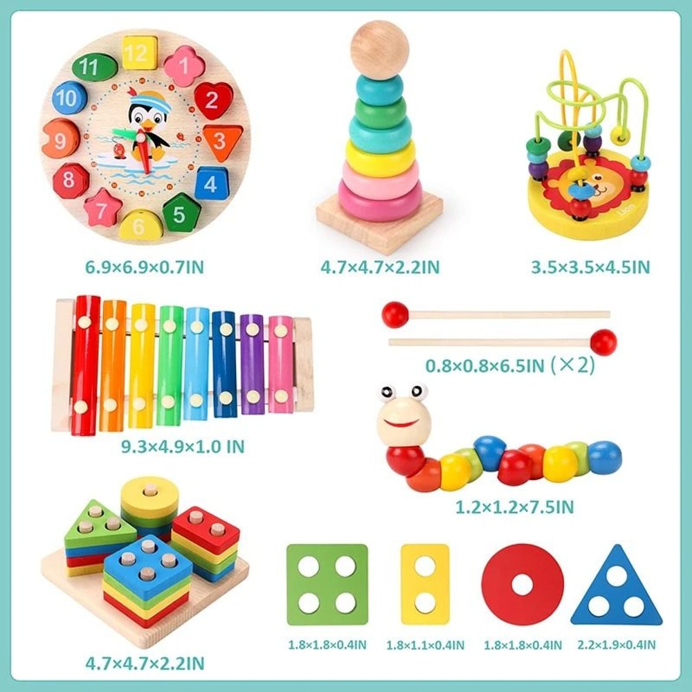 Montessori Wooden Toy Set Baby Learning Puzzle Educational Development Toys 4