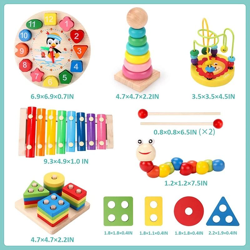 Montessori Wooden Toy Set Baby Learning Puzzle Educational Development Toys 4