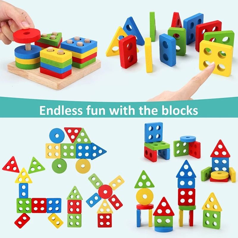 Montessori Wooden Toy Set Baby Learning Puzzle Educational Development Toys 5