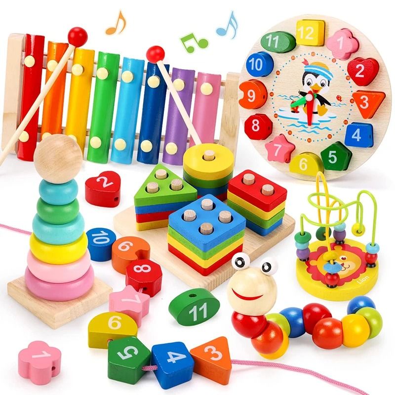 Montessori Wooden Toy Set Baby Learning Puzzle Educational Development Toys 7