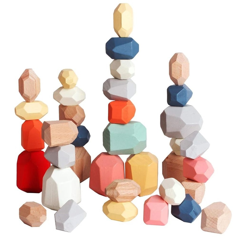 Wooden Stacking Stones Montessori Balance Sorting Toy For Toddlers 16