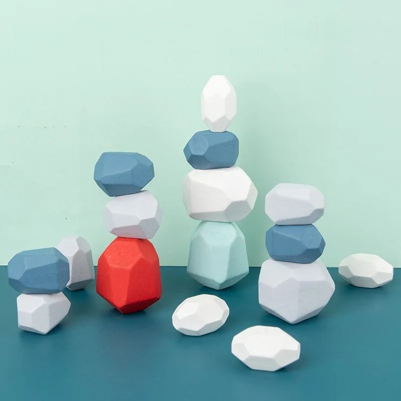 Wooden Stacking Stones Montessori Balance Sorting Toy For Toddlers 4