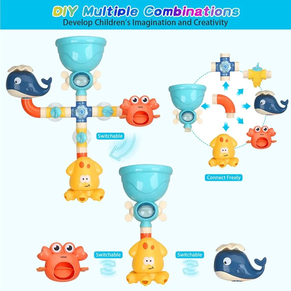 DIY Bath Pipes Water Play Toy Interactive Tub Water Game For Toddlers 7