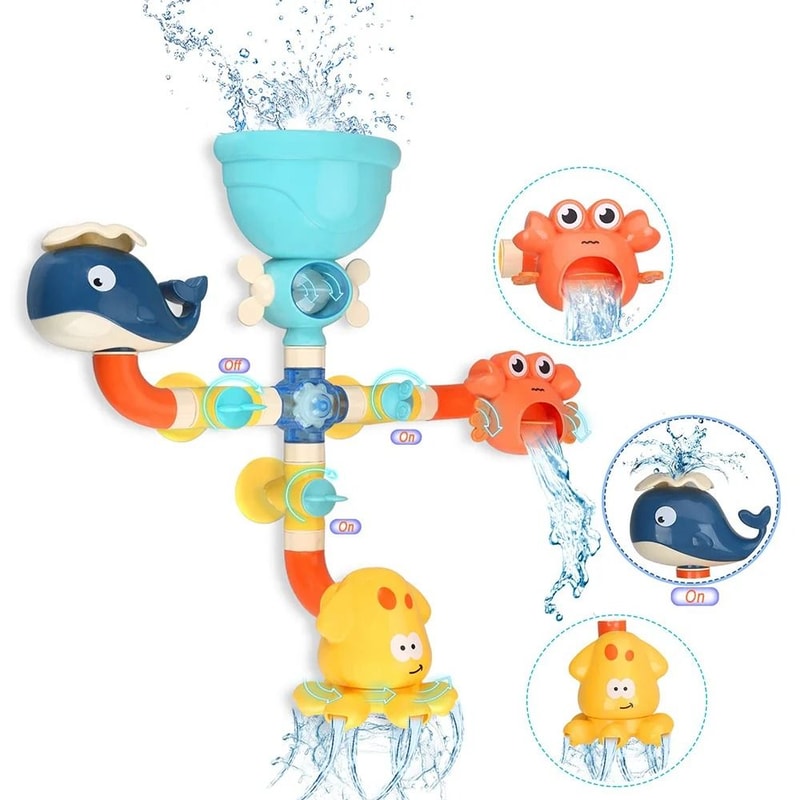 DIY Bath Pipes Water Play Toy Interactive Tub Water Game For Toddlers 8