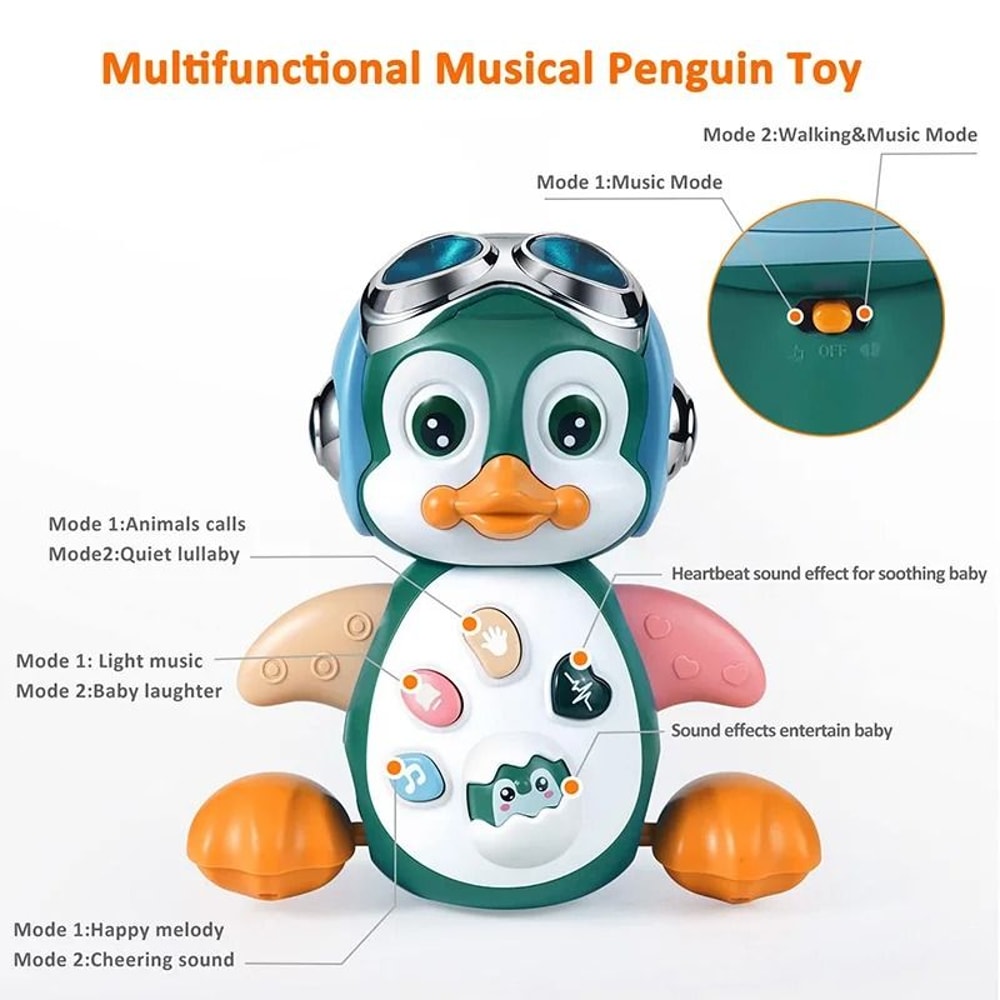 Musical Crawling Penguin Toy Interactive Light Up Moving Baby Toy 1