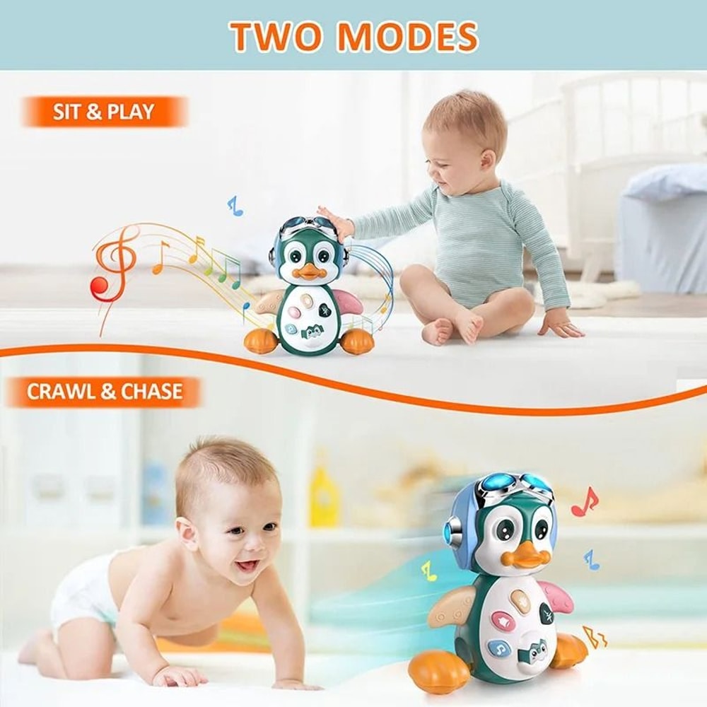 Musical Crawling Penguin Toy Interactive Light Up Moving Baby Toy 5