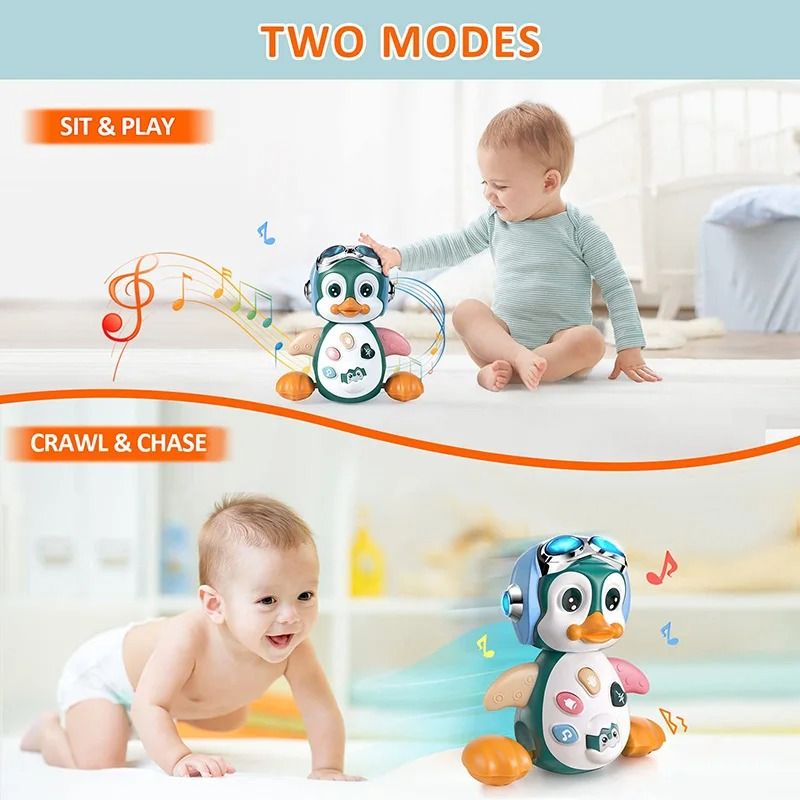 Musical Crawling Penguin Toy Interactive Light Up Moving Baby Toy 5