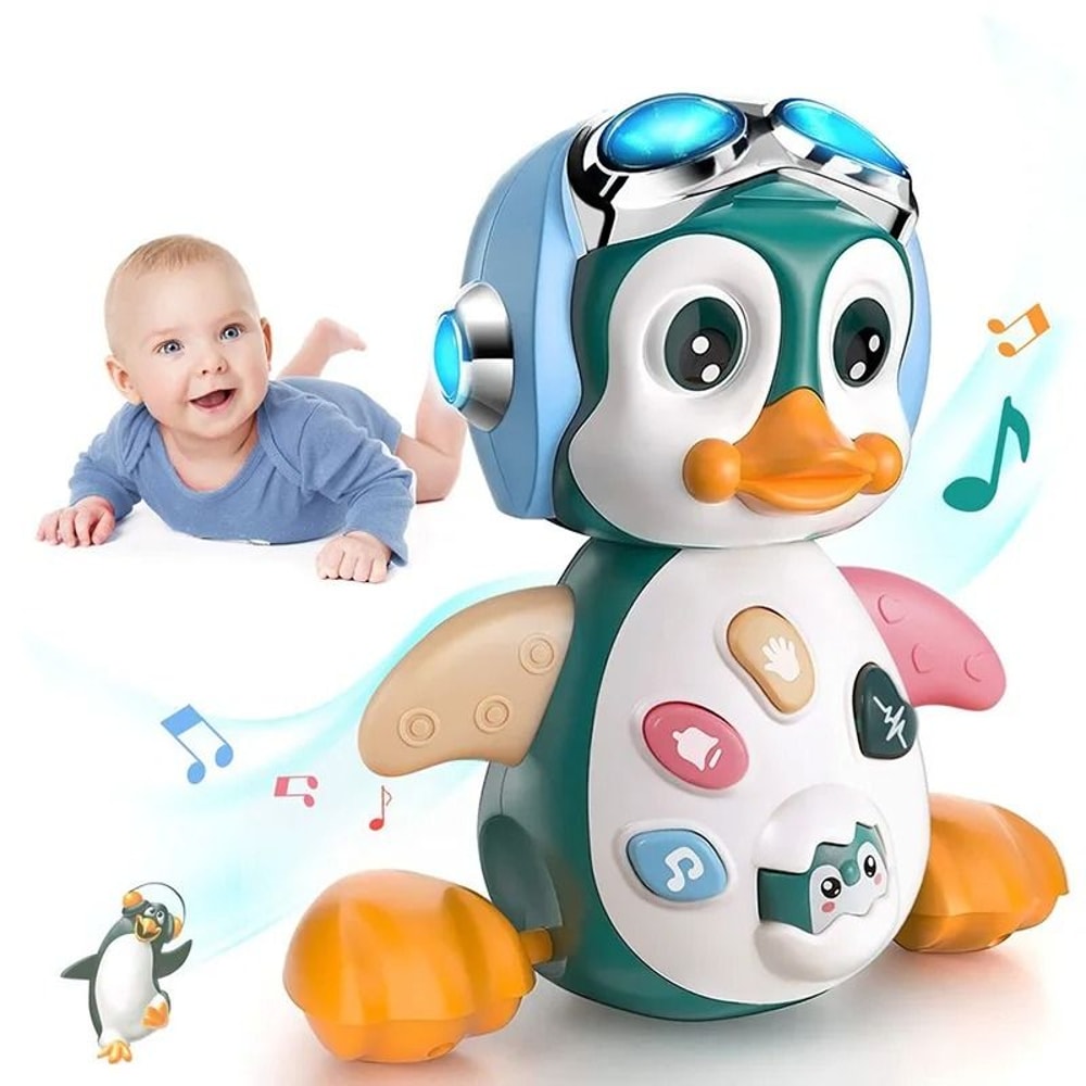 Musical Crawling Penguin Toy Interactive Light Up Moving Baby Toy 6