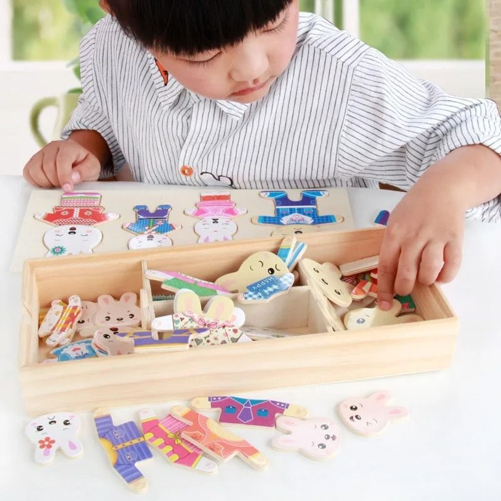 Wooden Dress Up Puzzle Animal Jigsaw Educational Toy For Kids 2