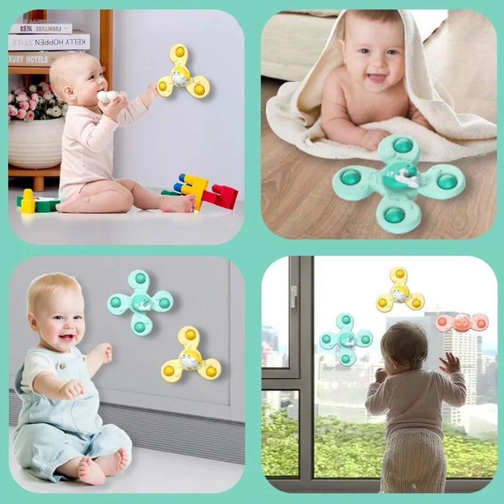 Montessori Suction Spinner Bath Toy Baby Sensory Teether Rattle 8