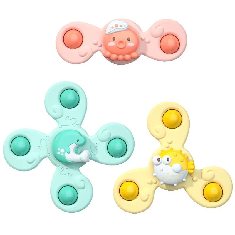 Montessori Suction Spinner Bath Toy Baby Sensory Teether Rattle 7