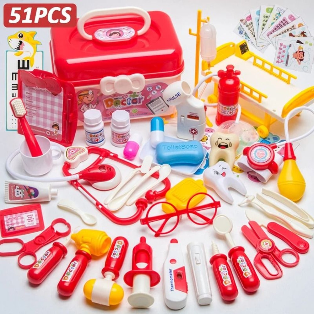 Kids Doctor Play Set Pretend Medical Kit Role Play Toy With Bag 10