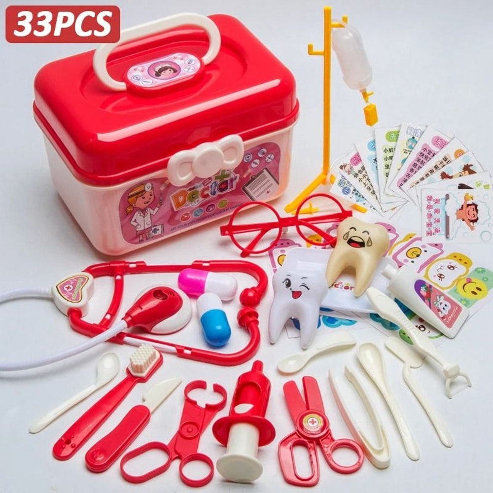 Kids Doctor Play Set Pretend Medical Kit Role Play Toy With Bag 6