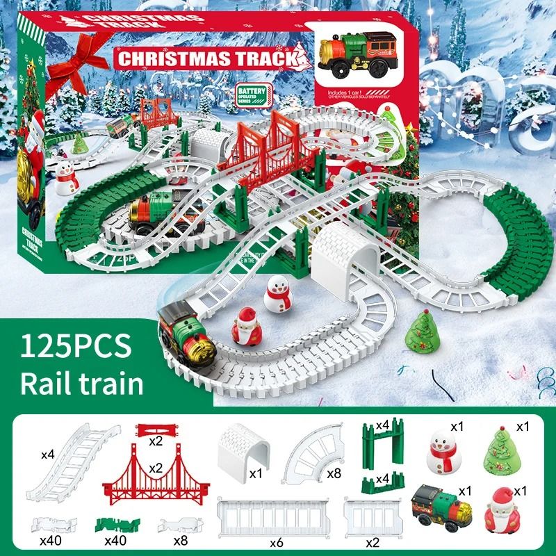 Christmas Electric Track Car Train Toy Kids Educational Racing Track Set 2