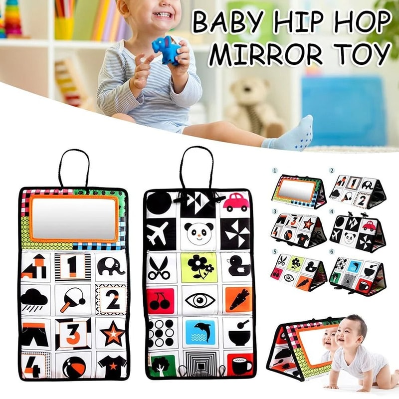 Black And White Newborn Mirror Tummy Time Montessori Sensory Toy 5