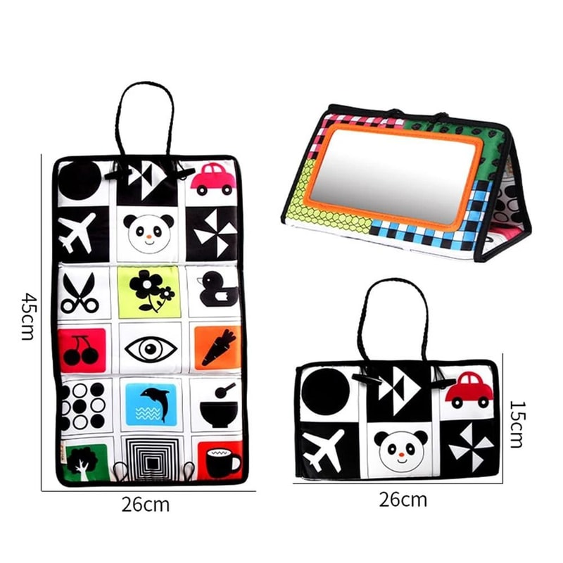 Black And White Newborn Mirror Tummy Time Montessori Sensory Toy 6