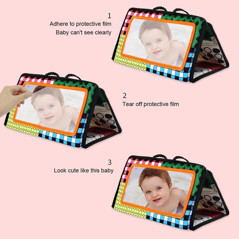 Black And White Newborn Mirror Tummy Time Montessori Sensory Toy 7