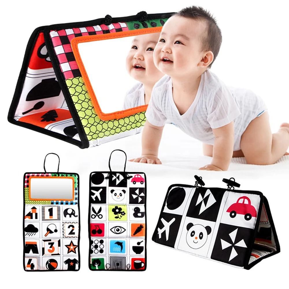 Black And White Newborn Mirror Tummy Time Montessori Sensory Toy 8
