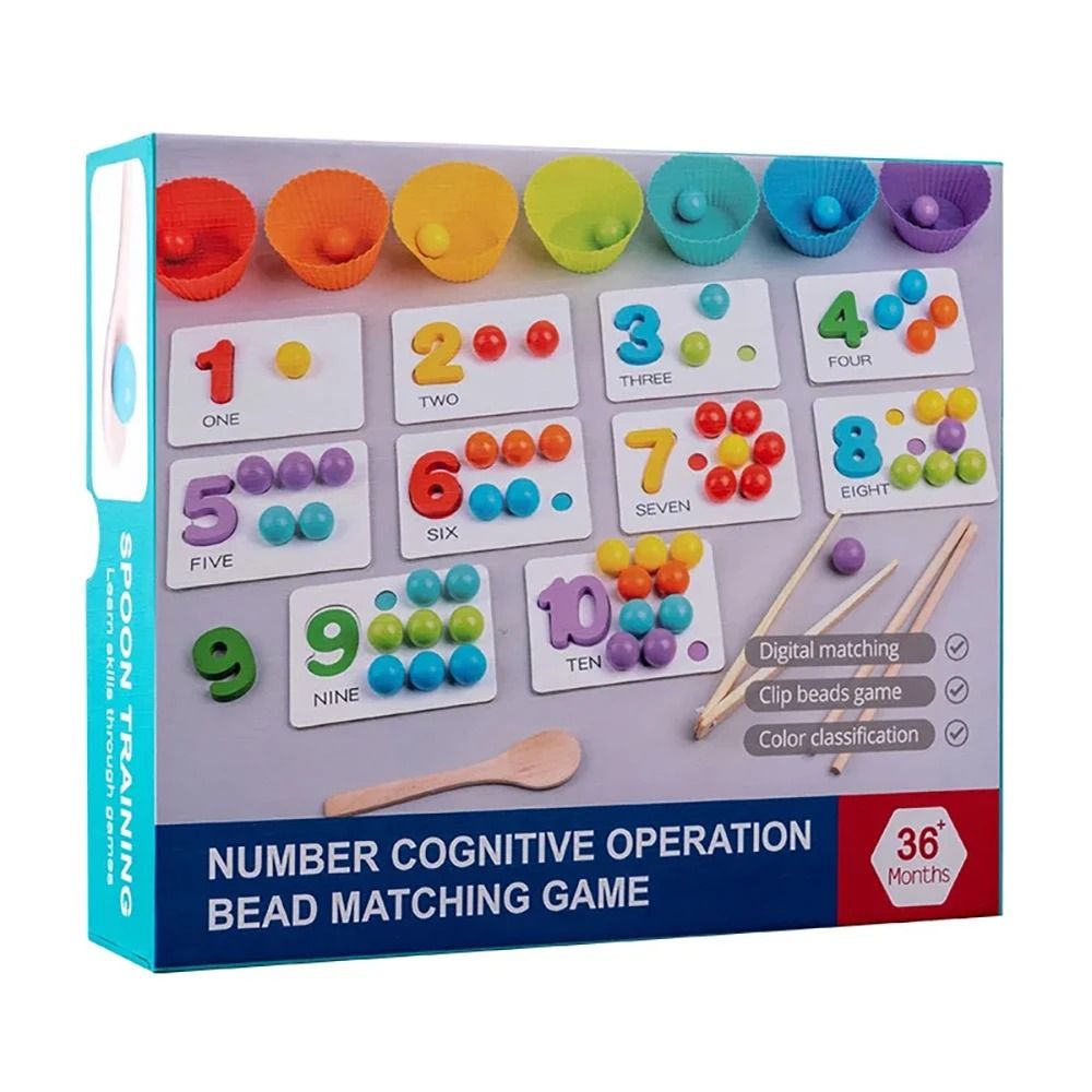 Montessori Math Counting Clip Beads Sorting Toy Fine Motor Learning Game 3