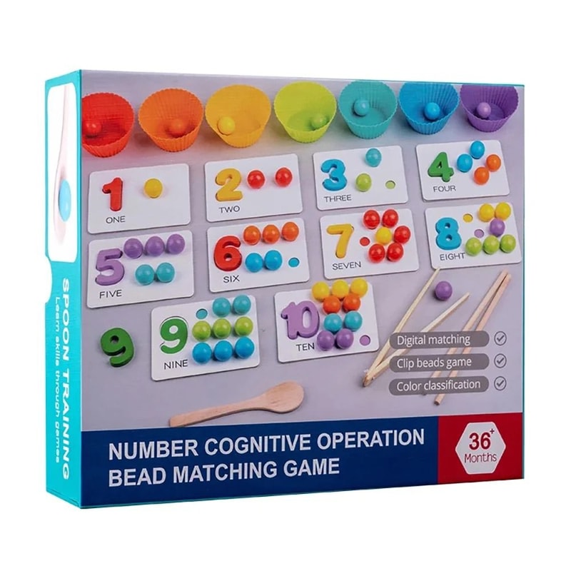 Montessori Math Counting Clip Beads Sorting Toy Fine Motor Learning Game 3