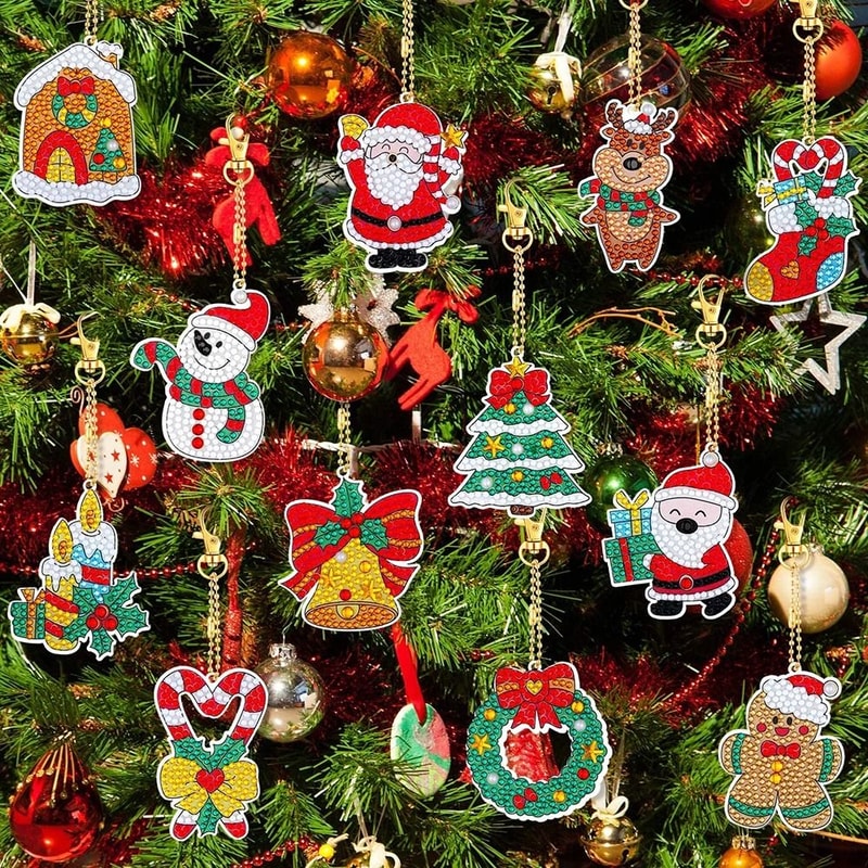 Christmas Diamond Painting Keychain DIY 5D Diamond Art Craft Kit 10