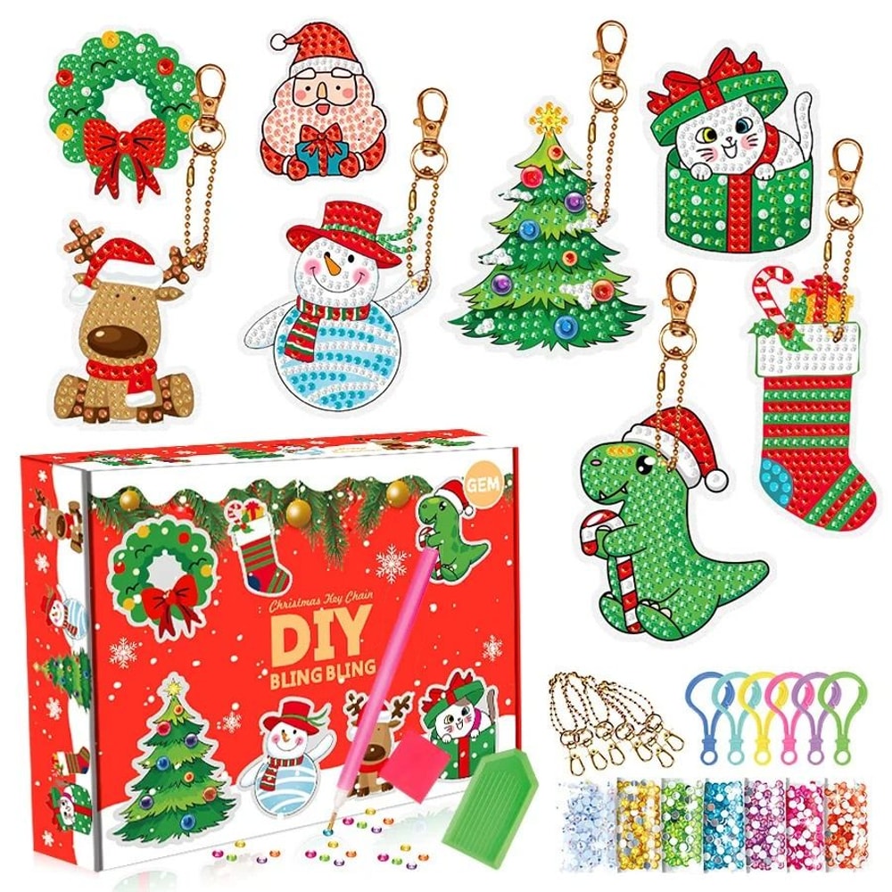 Christmas Diamond Painting Keychain DIY 5D Diamond Art Craft Kit 6
