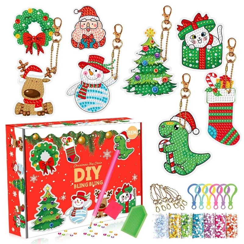 Christmas Diamond Painting Keychain DIY 5D Diamond Art Craft Kit 6
