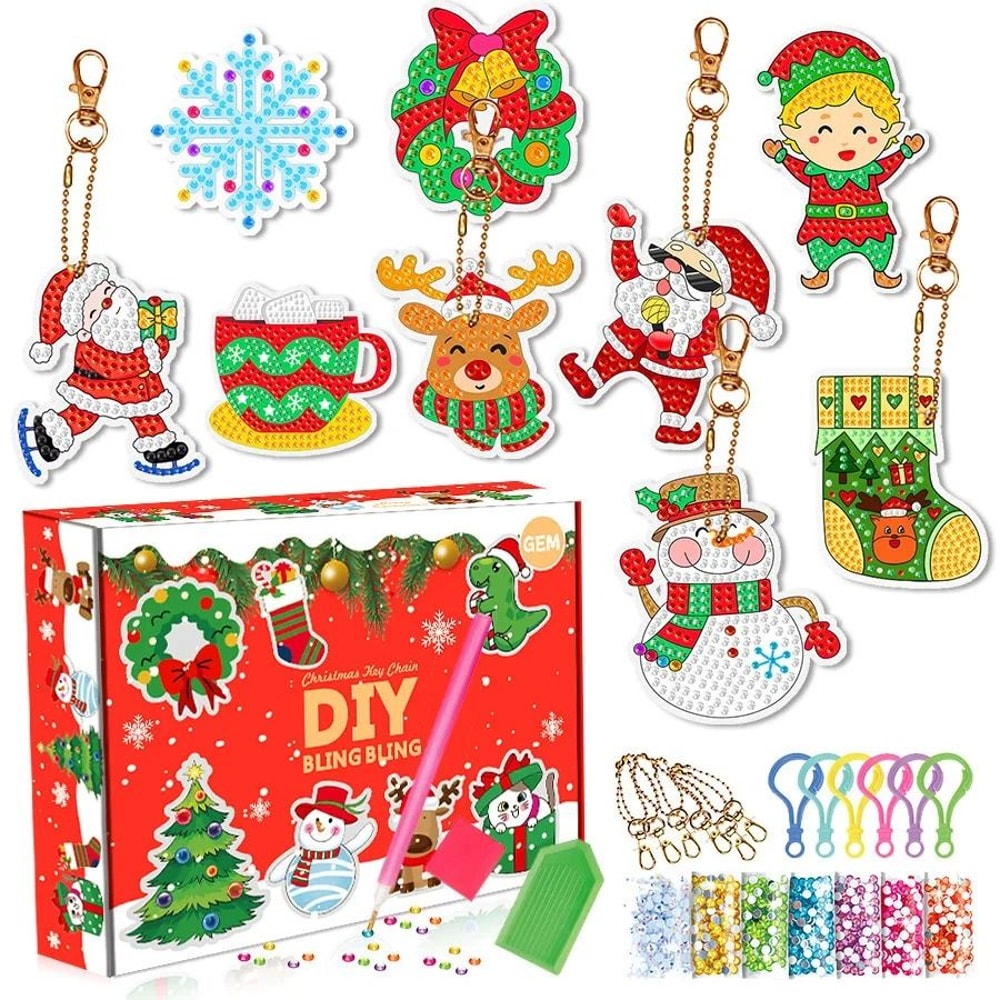 Christmas Diamond Painting Keychain DIY 5D Diamond Art Craft Kit 7