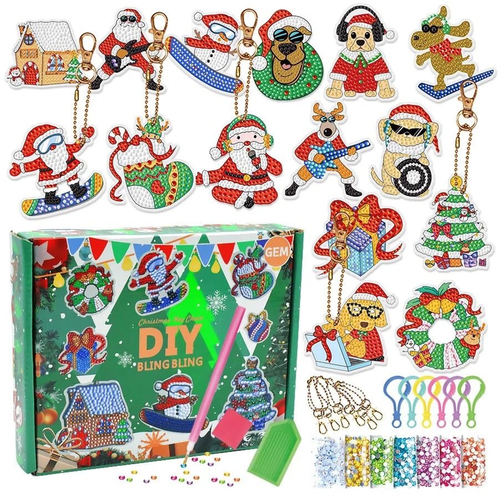 Christmas Diamond Painting Keychain DIY 5D Diamond Art Craft Kit 8