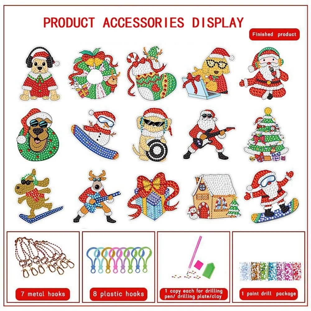Christmas Diamond Painting Keychain DIY 5D Diamond Art Craft Kit 14